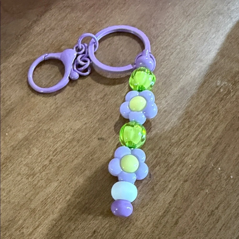 Beaded Flower Keychain Charm - Assorted Colors